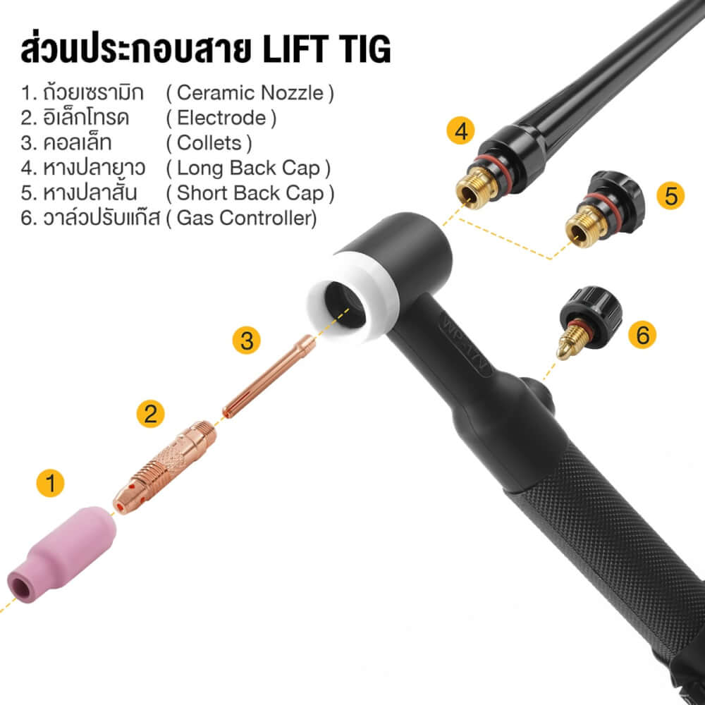 สายเชื่อมอาร์กอน LIFT TIG พร้อมหัว DELTON รุ่น LTG-005M ความยาว 5 เมตร_4